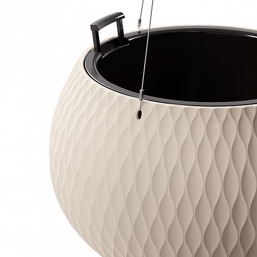 Кашпо подвесное Альтернатива Жемчужина, со вставкой, 9,7 л, бежевое фото