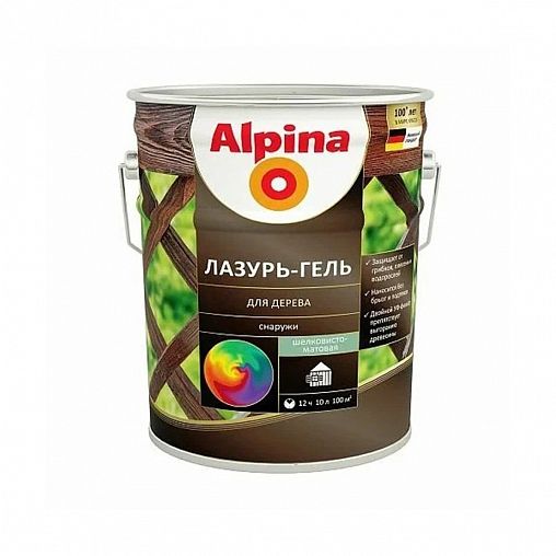 Защитная лазурь-гель для дерева Alpina, 9 л, черная фото