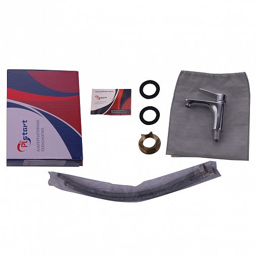 Смеситель для раковины с коротким изливом PLStart PD10053, хром фото