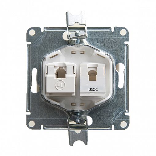 Розетка телефонная и компьютерная встраиваемая RJ11/RJ45 Systeme Electric Glossa, IP20, перламутр фото