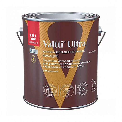 Краска для деревянных фасадов Tikkurila Valtti Ultra, матовая, база А, белая, 2,7 л фото