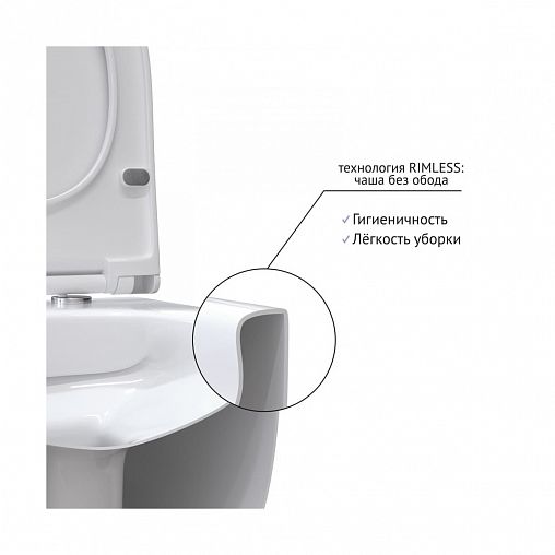 Унитаз подвесной безободковый Berges Floe, 55 x 36 x 40 см, белый фото