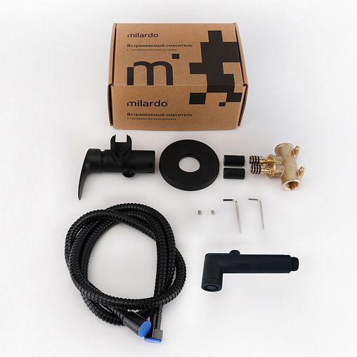 Встраиваемый гигиенический душ со смесителем Milardo Rora, черный матовый фото