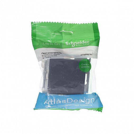 Переключатель 1-клавишный Systeme (Schneider) Electric Atlasdesign, встраиваемый, грифель фото