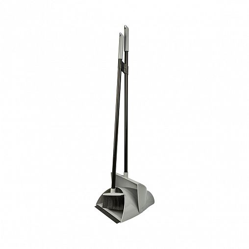 Набор для уборки Spin&Clean Voque с длинными ручками, щетка и совок, 13,5 x 27,5 x 126 см, серебро фото