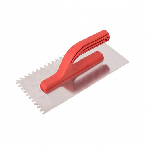 Гладилка зубчатая Beorol, нержавеющая сталь, ПВХ ручка, 270 x 130 мм, зуб 6 x 6 мм фото