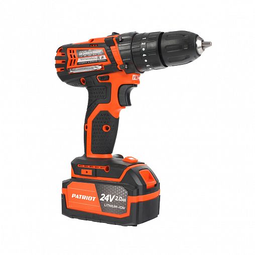 Дрель-шуруповерт ударная аккумуляторная Patriot BR 241ES-H, 24 В, 2 x 2 Ач Li-ion, 2 АКБ и ЗУ, кейс фото