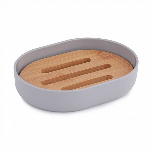 Мыльница с решеткой Альтернатива Бамбук, серая фото