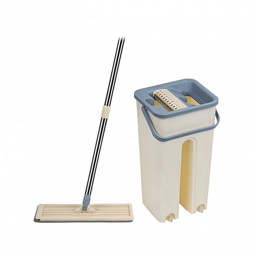 Комплект для уборки Рыжий кот Clean hands beige, ведро с отжимом, швабра фото
