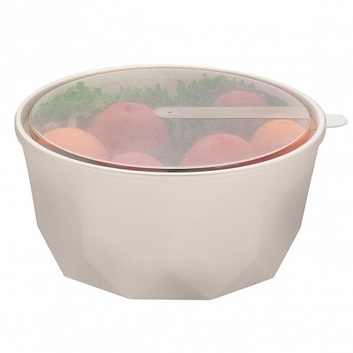 Салатник пластиковый Plast Team Stockholm, с крышкой, 1,7 л, молочный туман фото
