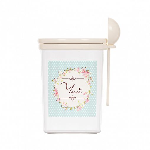 Банка для сыпучих продуктов Альтернатива Ассорти, с ложкой, 1 л, чай фото