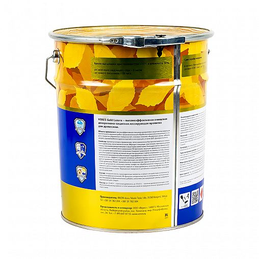 Декоративная пропитка для дерева Veres Gold Lazura №12, глянцевая, 10 л, белая фото