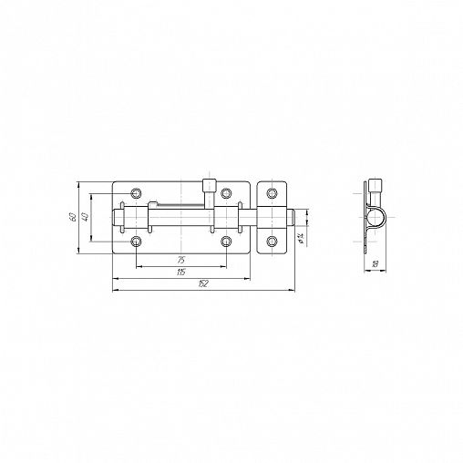 Засов дверной круглый Секрет ЗД-01, серебро антик фото