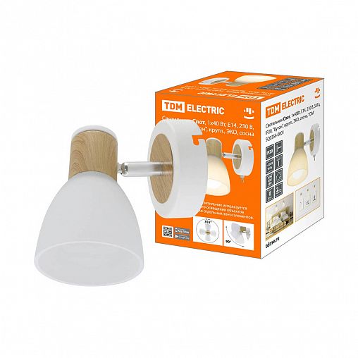 Светильник-спот Tdm Electric Эко Бутон, круг, Е14, 40 Вт, IP20, сосна фото