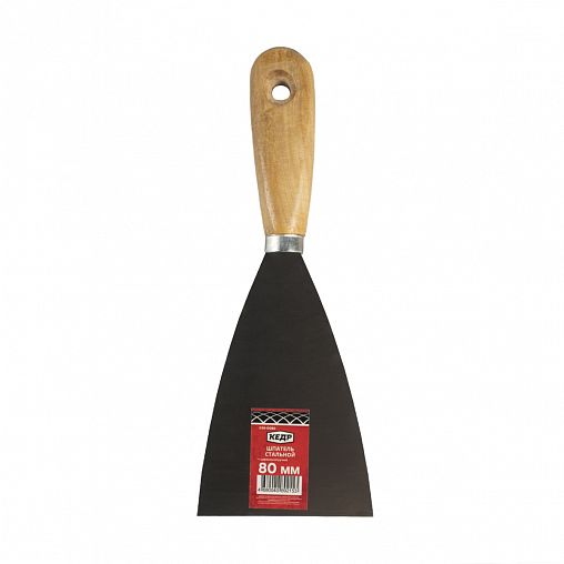 Шпатель Кедр, стальной, деревянная ручка, 80 мм фото