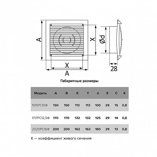 Приточно-вытяжная вентиляционная решетка Era, с фланцем d 160 мм, пластик, 200 x 200 мм фото