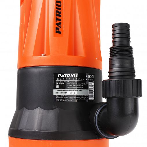 Насос дренажный для грязной воды Patriot F 900i, 920 Вт, 14000 л/ч фото