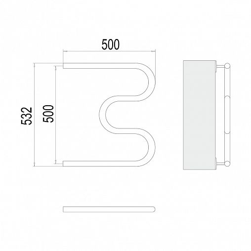 Полотенцесушитель водяной Terminus Aisi, M-образный, 500 x 500 мм, хром фото