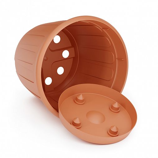 Горшок для цветов Альтернатива Дионис, с поддоном, 3,6 л, коричневый фото