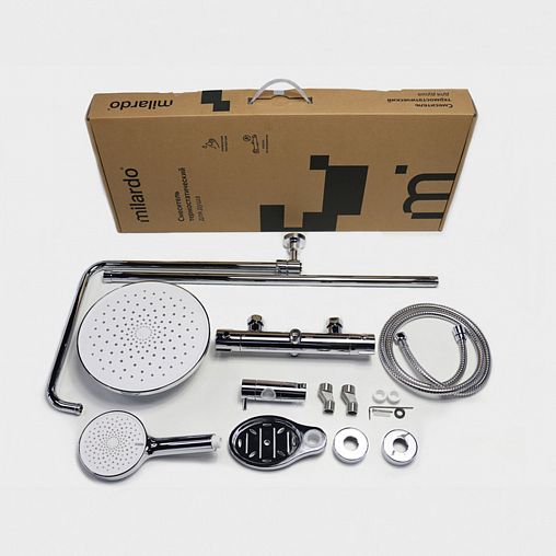 Душевая система с тропическим душем Milardo Ideal Spa, с термостатом, хром фото