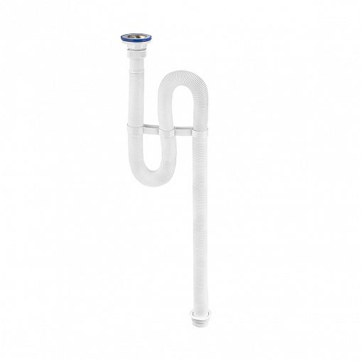 Сифон гофрированный VIRPlast Vir, с хомутом, с нержавеющей чашкой, 1 1/4" x 50/40 мм, 1500 мм фото