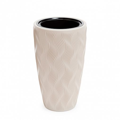 Кашпо напольное Альтернатива Флэйм, со вставкой, 61 л, светло-бежевое фото