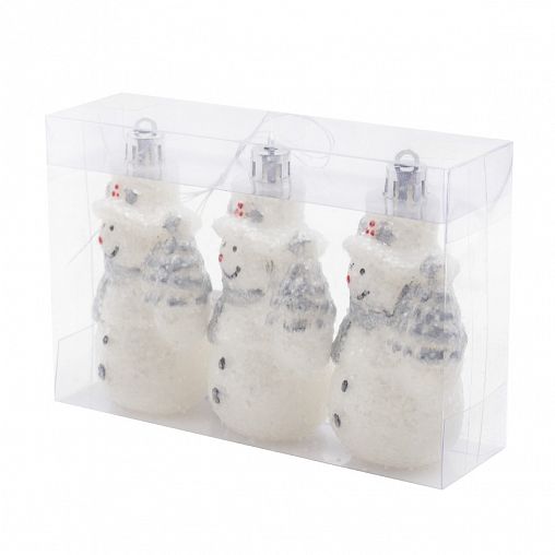 Набор елочных украшений Снеговики, 8,2 x 5,3 см, 3 шт, белый фото