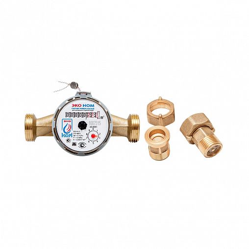 Счетчик воды Эко Ном-20-130 с монтажным комплектом, обратным клапаном фото