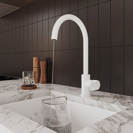 Смеситель для кухни Milardo Rora, с подключением к фильтру, белый матовый фото