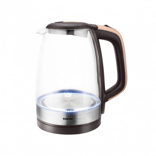 Стеклянный чайник электрический Centek CT-0065 Beige, 1,7 л, пластик бежевый фото