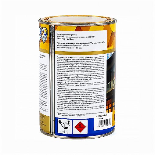 Декоративная пропитка для дерева Veres Gold Lazura №1, глянцевая, 0,9 л, бесцветная фото