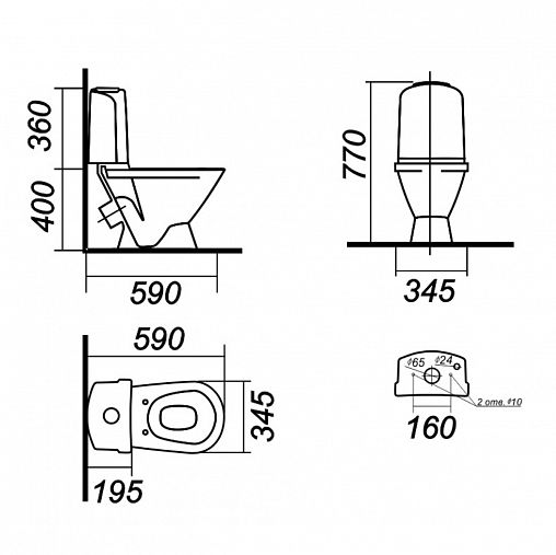 Унитаз напольный ободковый Sanita Luxe Classic Basic, сиденье термопласт, 64 x 35 x 79 см, белый фото