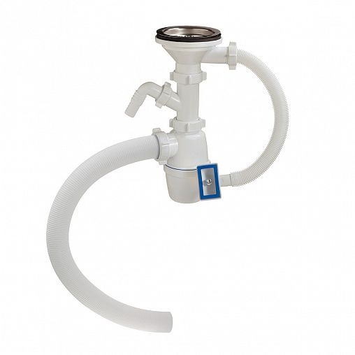 Сифон бутылочный Orio Е-4011, 3 1/2" x 40 мм, с отводом, переливом и гофротрубой фото