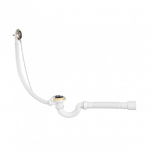 Сифон для ванн Wirquin, S-образный, 1 1/2" x 40 мм, с переливом, с гофротрубой 550 мм фото