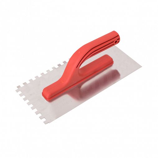 Гладилка зубчатая Beorol, нержавеющая сталь, ПВХ ручка, 270 x 130 мм, зуб 8 x 8 мм фото