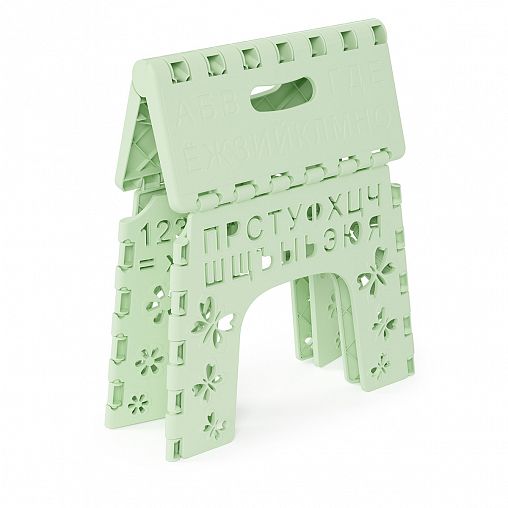 Табурет складной детский Plast Land Алфавит, 26 x 23 x 20 см, оливковый фото