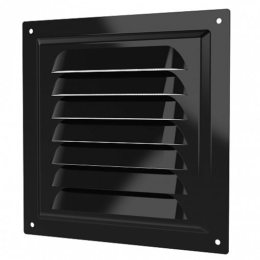 Решетка вентиляционная Era 1515МЭ Black, эмалированная сталь, 150 x 150 мм фото