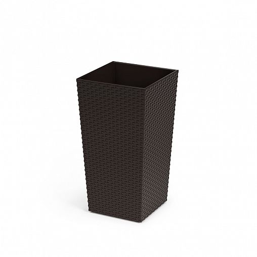 Кашпо напольное Альтернатива Ротанг, 27 x 27 x 52 см, со вставкой, мокко фото