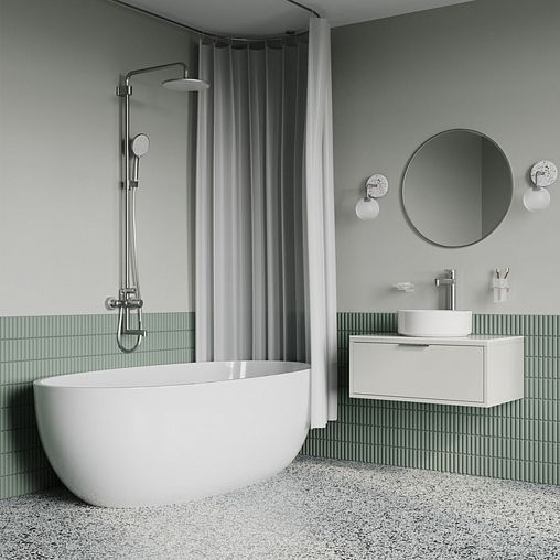 Душевая система с тропическим душем IDDIS Aiger, хром матовый фото