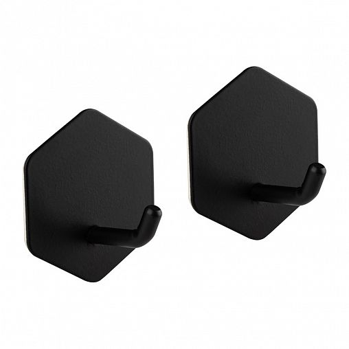 Крючок самоклеящийся Рыжий кот Шестиугольник, 4,5 x 5 x 2,5 см, набор 2 шт, черный фото