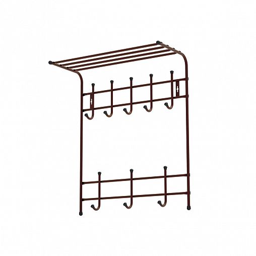 Вешалка настенная с полкой Nika, 8 крючков, 59 x 71 x 27 см, медный антик фото