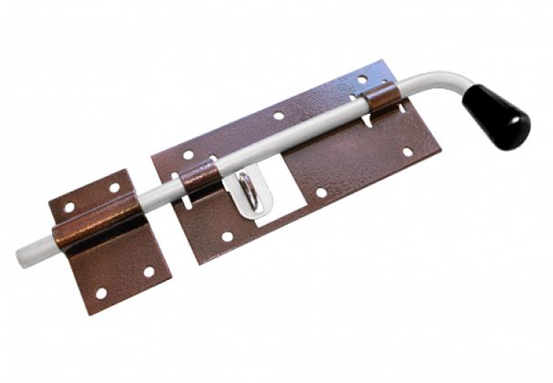 Засов гаражный с проушиной Домарт мод.2, 400 мм, медь антик фото