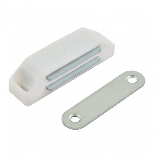 Защелка мебельная магнитная Нора-М №2, 58 мм, белая фото