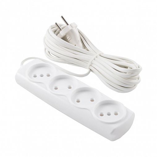 Удлинитель Engy Эконом, ШВВП 2 x 0,75 мм, 4 розетки, 7 м, белый фото