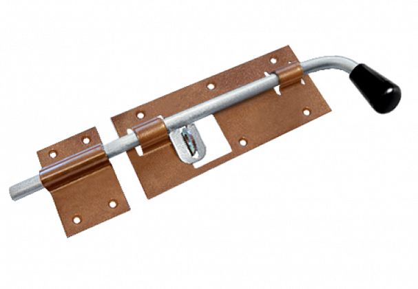 Засов гаражный с проушиной Домарт мод.2, 400 мм, бронза антик фото