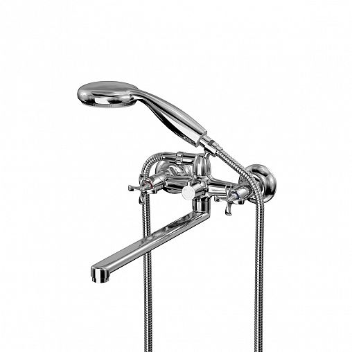 Смеситель для ванны с душем Lemark Flora LM0152C, с длинным изливом, двухвентильный, хром фото