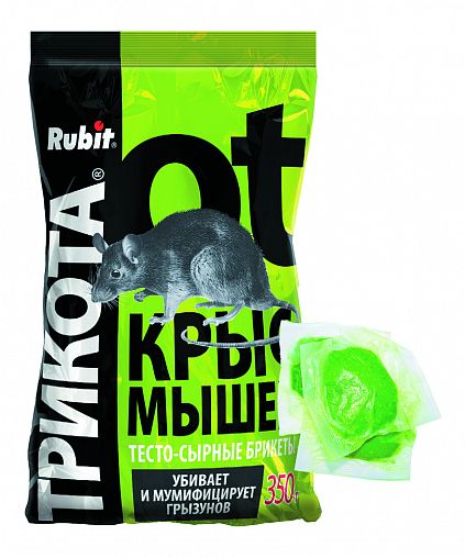 Средство от крыс и мышей Rubit ТриКота, тесто-сырные брикеты, 350 г фото