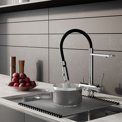 Смеситель для кухни IDDIS Ace, с гибким изливом и подключением к фильтру, хром фото