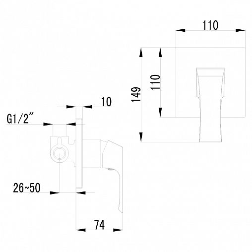 Смеситель для душа Lemark Unit LM4523C, встраиваемый, однорычажный, хром фото