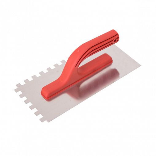 Гладилка зубчатая Beorol, нержавеющая сталь, ПВХ ручка, 270 x 130 мм, зуб 10 x 10 мм фото